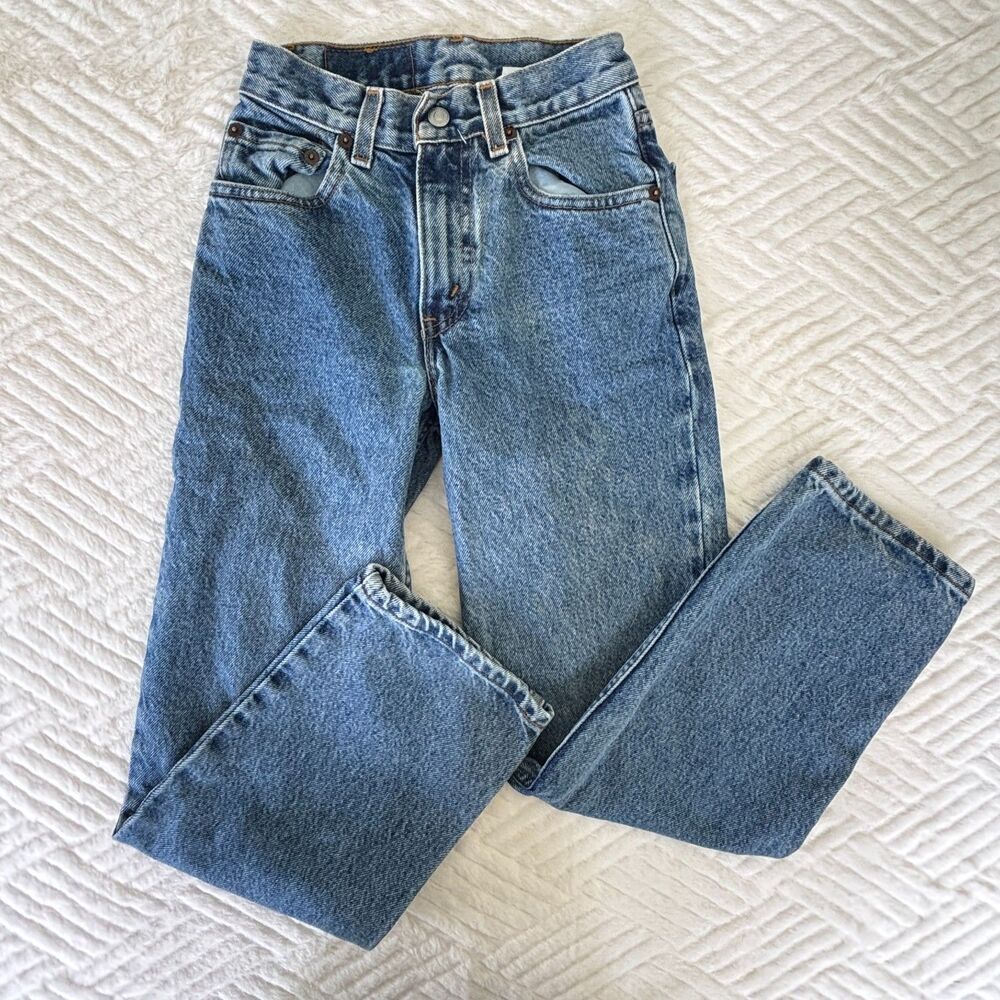 Levi's Size 10 550 Relaxed Fit Slim Kids Jeans Medium Wash Denim Pants 23x25